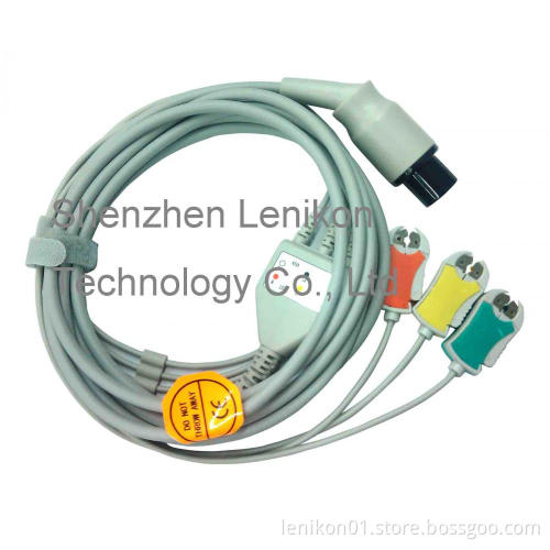 E1004 General 6 pins 3 lead clip ECG Cable